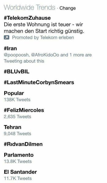 عکس/ ایران به ترند اول جهان در توییتر تبدیل شده است