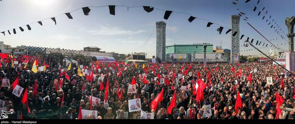 تصویر پاناروما از مراسم وداع با پیکر شهیدحججی در تهران