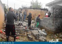 نشت گاز باعث انفجار یک واحد مسکونی در روستای " پاسنگ بالا " گالیکش شد + تصاویر