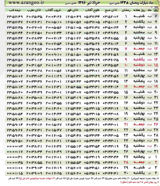 اوقات شرعی گمیشان در ماه رمضان 96