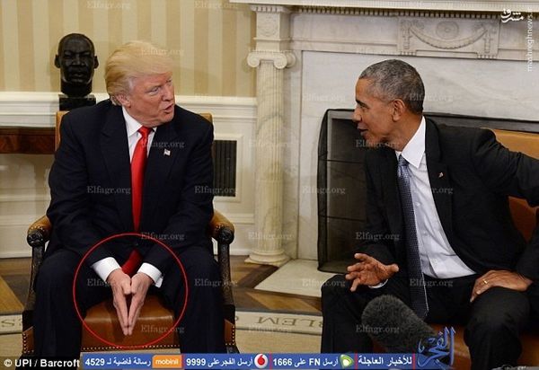 زبان بدن اوباما و ترامپ در اولین دیدار +تصاویر